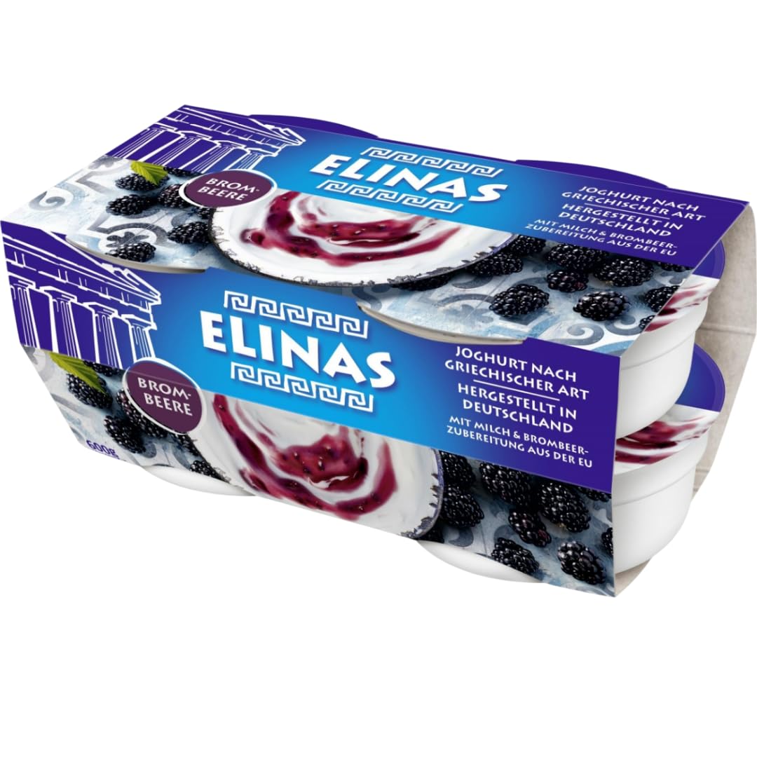 Elinas Joghurt nach griechischer Art Brombeere 600 Gramm x 4 Stück