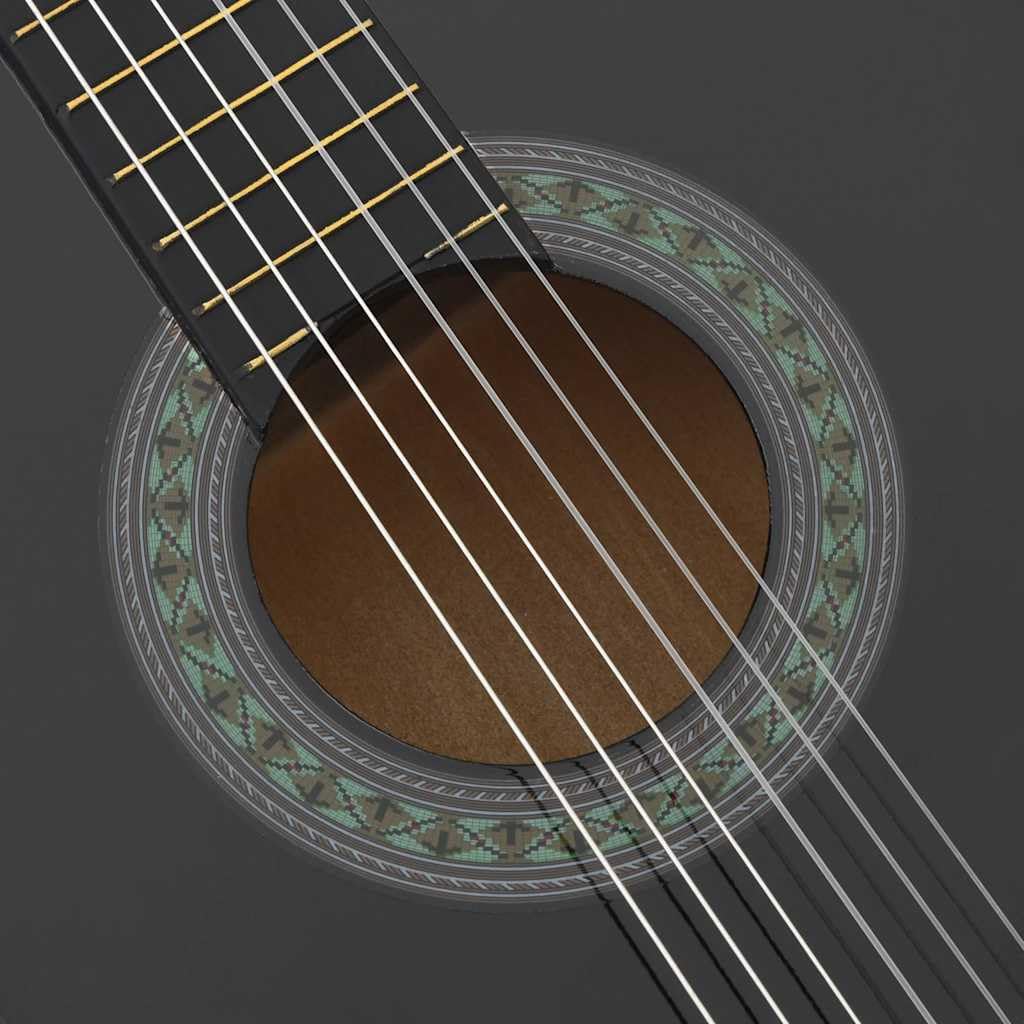 vidaXL Set de Guitarra Clásica para Principiante 12 Plazas Aficionados Instrumento Musical Acústica Óptima para Jóvenes Alumnos Negro 4/4 39"