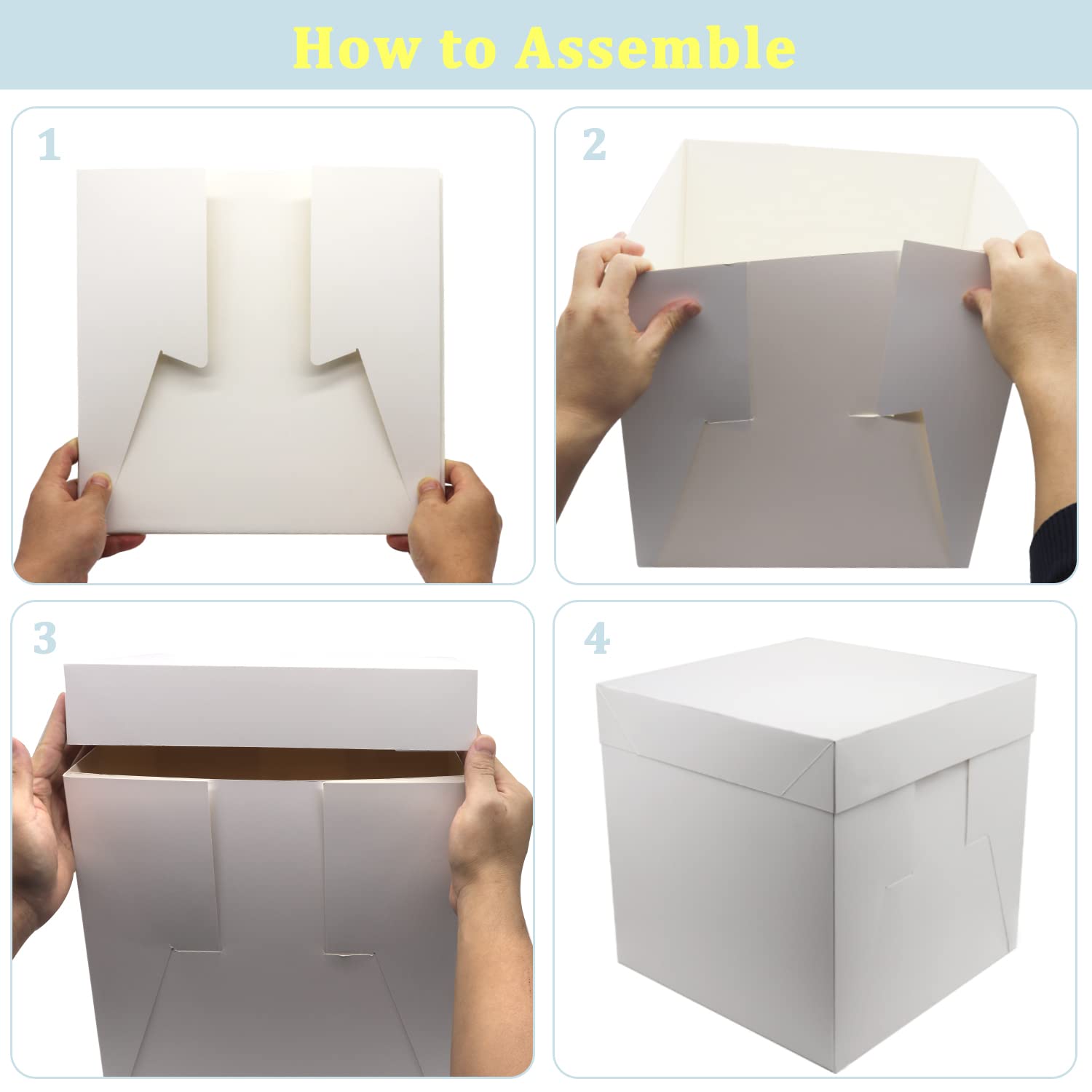 Boîtes à Gâteau PHULWEL Lot De 2 - 30x30x30cm - Avec Plateaux - Blanches