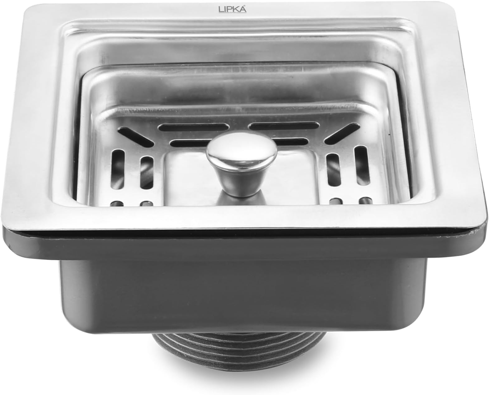 Lipka Square Premium Stainless Steel Sink Coupling | 4.5 Inch Kitchen Sink Coupling | PVC Drain Outlet & Connector | Chrome Finish, Rust-Free, Corrosion-Resistant