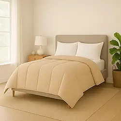 Edredom Dupla Face Matelado Grande Hipoalergênico Toque Macio (Cáqui, Casal Queen)