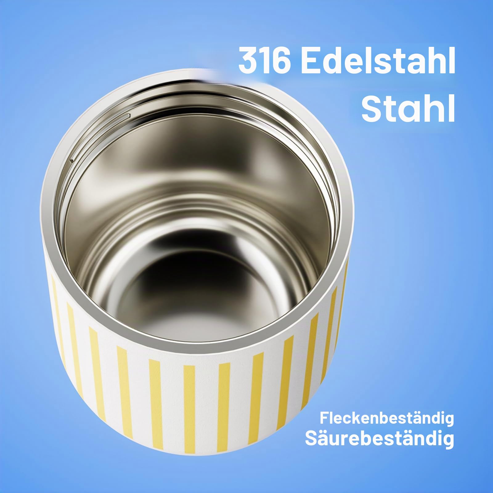 CHAKO LAB Lebensmittelbehälter, 425 ml, Edelstahl, vakuumisoliert für heiße Speisen und kalte Speisen, breite Öffnung, auslaufsicher, Lunch-Aufbewahrung für Smoothie-Schüssel, Suppe, Joghurt (Gelb und