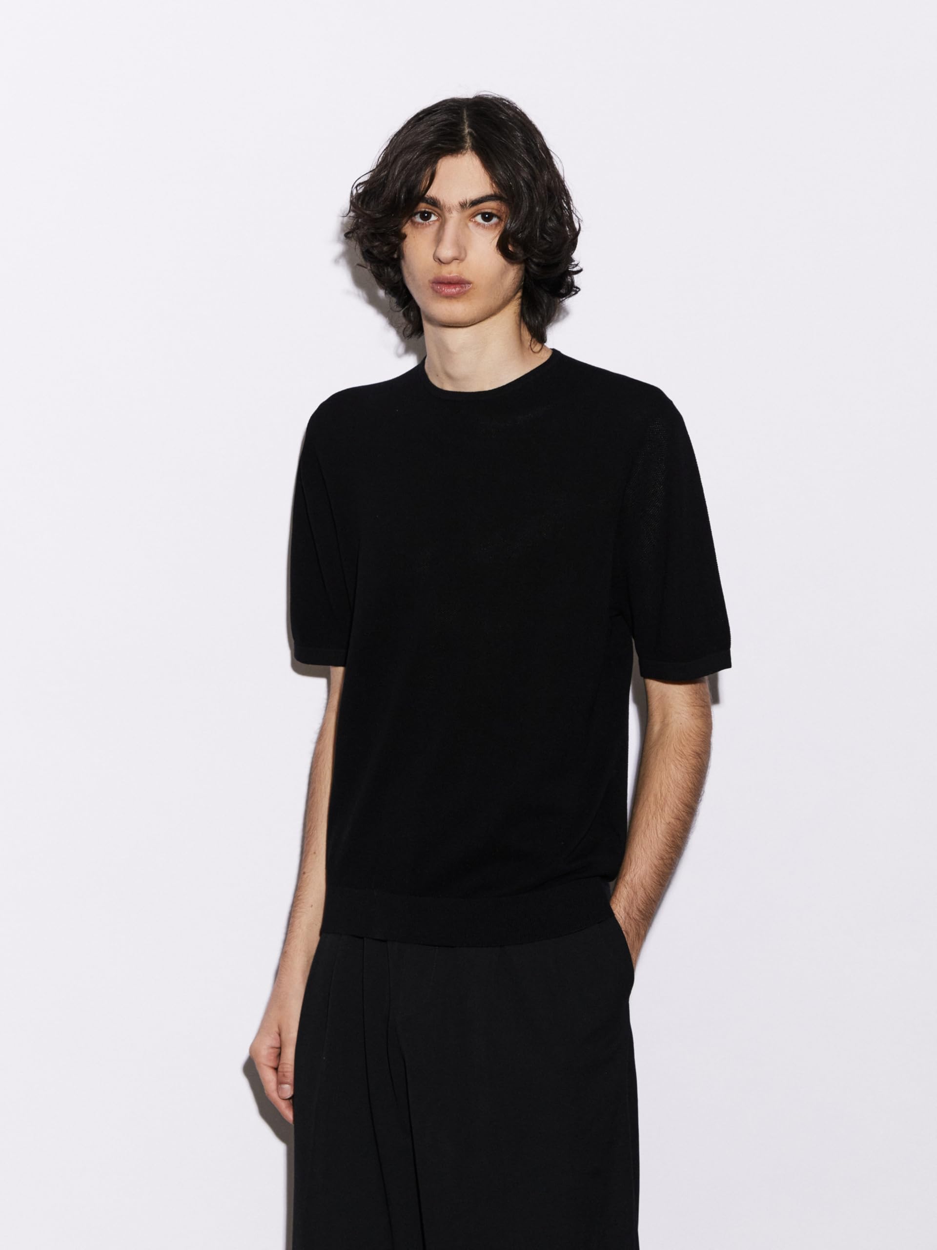 Diana Studio - T-Shirt con microstruttura in 100% Cotone crêpe, Uomo, Maniche Corte, Casual Fit