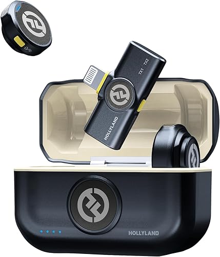 Hollyland Lark M2 - Micrófono inalámbrico Lavalier para iPhone 141312, micrófono de solapa Lightning inalámbrico, audio de alta fidelidad, rango de