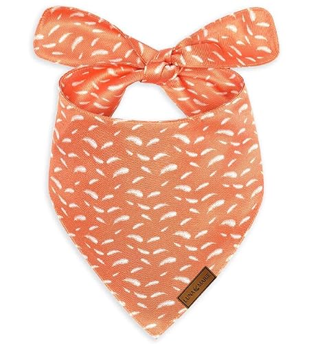 Lunamarie - Luxury Dog Bandanas - Cute Unique Designs | Premium & Soft Poly Fabric | 100% Handmade Custom Adjustable Shape Dual Layered Small, Medium, Large Pet (Orange Feathers, Small) #TOP9
