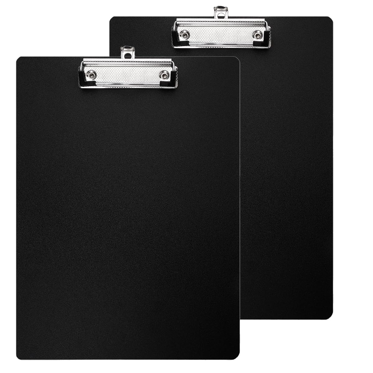 2 Pezzi Portablocco A4 in Plastica Nera, 31 cm x 22.5 cm Cartella Portablocco con Pinza A4, Portablocchi in Plastica con Pinza con Ganci Retrattili, Cartellina Rigida per Scuola, Ufficio e Biblioteca