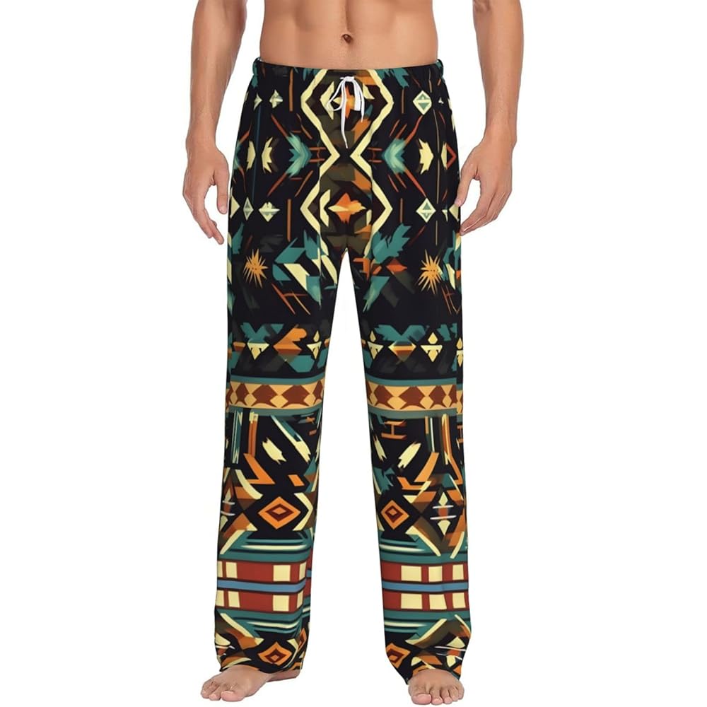 Modelli nativi americani Pantaloni da pigiama comodi e traspiranti per  pigiama da uomo morbido con grandi tasche per gli uomini, bianco, Small :  Amazon.it: Moda