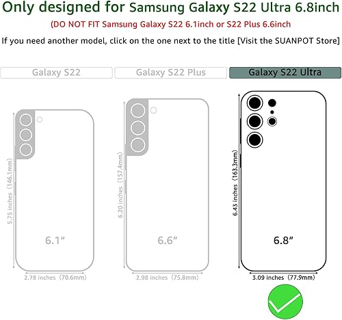 Miniatura 2 de SUANPOT Funda de piel tipo cartera para Samsung Galaxy S22 Ultra con bloqueo RFID, tarjetero para tarjetas de crédito, funda de teléfono con tapa