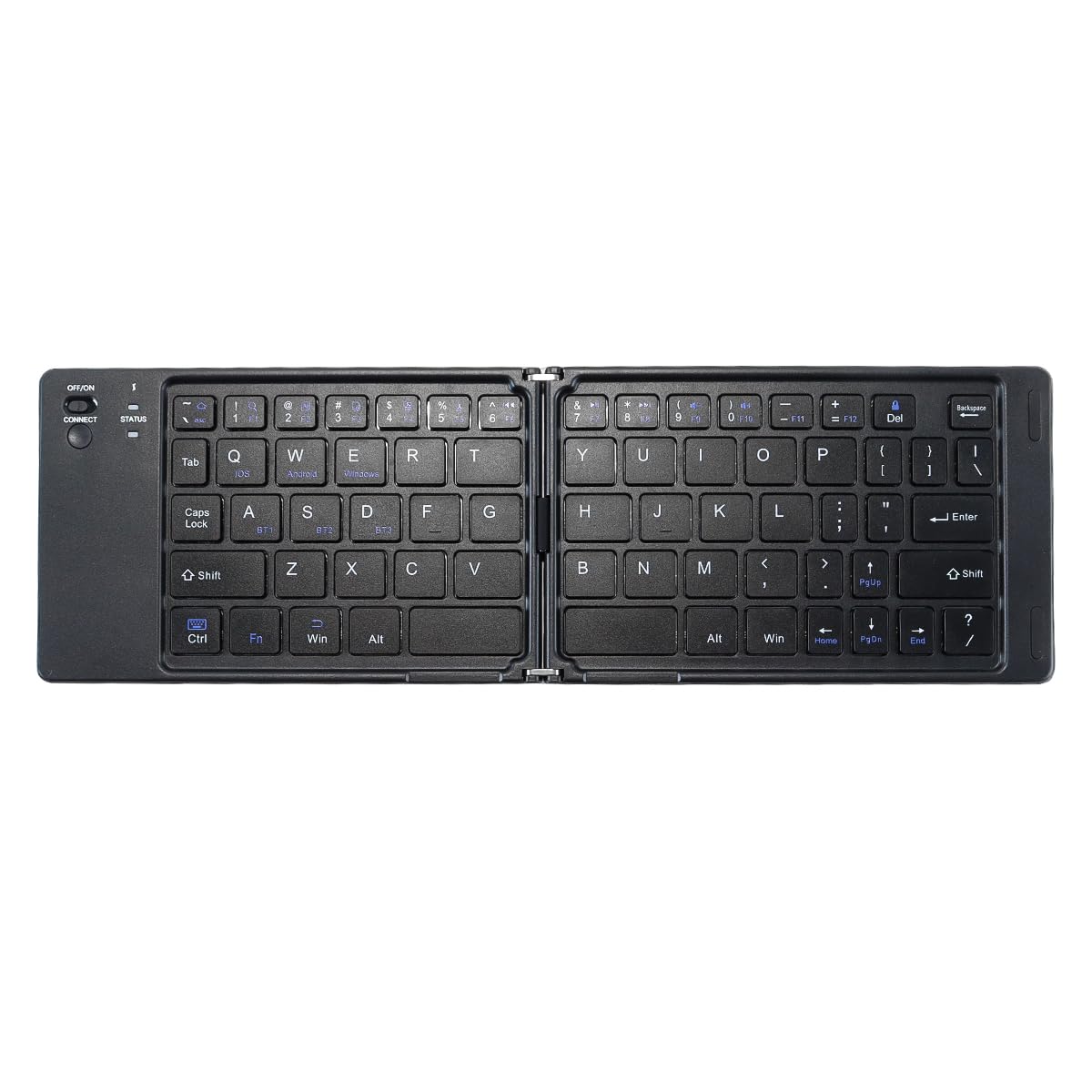 Mini Teclado Bluetooth Portátil Plegable De Dos Piezas con Soporte para Teléfono Móvil Y Tableta.