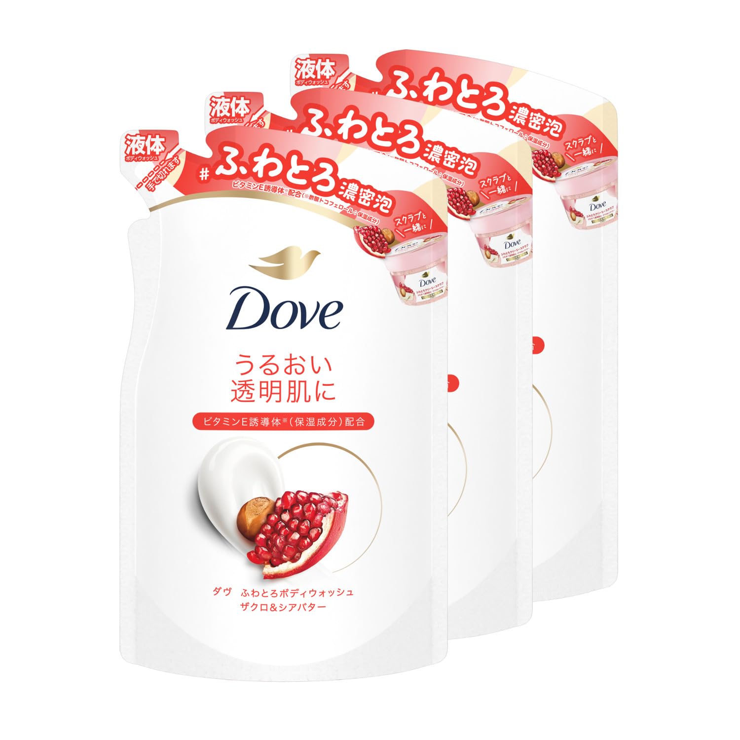 Dove(ダヴ) ボディソープ ふわとろボディウォッシュ ザクロ＆シアバター 詰め替え用 3個セット 340g×3
