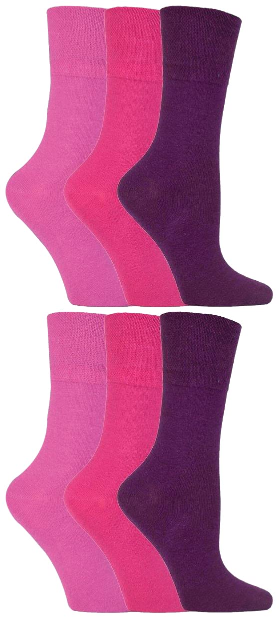 IOMI - 6 Pack Women Thin Non Binding Extra Wide Loose Top Cotton Diabetic Socks