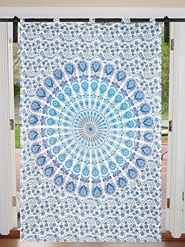 Juego de cortinas de mandala de algodón para ventana de 125 cm x 208 cm, diseño hippie, para decoración de puertas, cortinas de ventana, cortinas para habitación individual