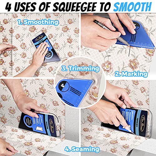 Pinstone 15Pcs Wallpaper Tools With Flat And Corner Seam Roller, 4-In-1 Pro Squeegee And Smoothing Paste Glue Brush For Window Film Application Adhesive Contact Paper, Wallpaper Smoother Less Bubbles #TOP2