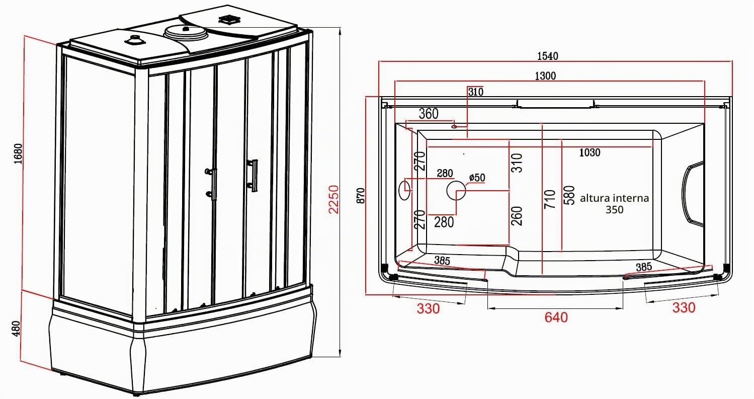 Sanotechnik Cabina de ducha de vapor Nevada, 87 x 154 x 225 cm, cabina de ducha, combinación, chorros de masaje, con radio y altavoz, cristal de seguridad, ducha completa, con plato de ducha, cabina