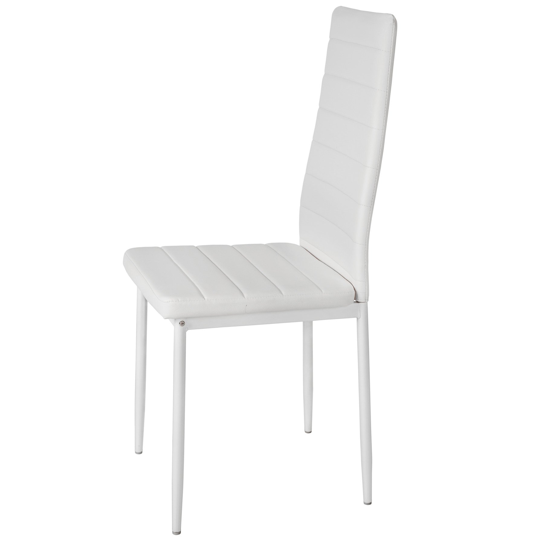 tectake® sillas de Comedor Acolchadas, Funda de Cuero sintético, Respaldo Alto, Patas de Acero, Montaje Sencillo, sillas Comedor Modernas, Muebles Salon Modernos, Silla nordica - 6 Sillas Blanco