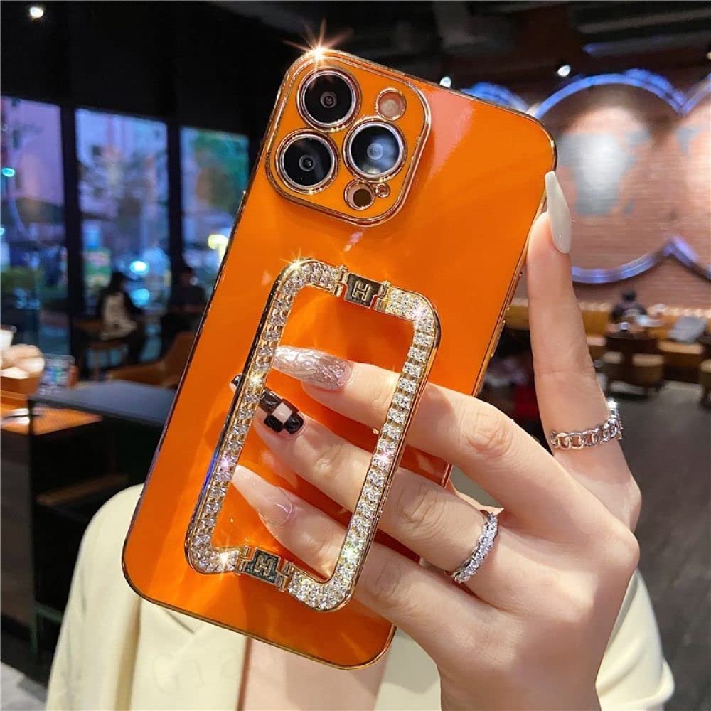 Coque de téléphone plaqué Or iPhone 13 Pro support cristal L24A3