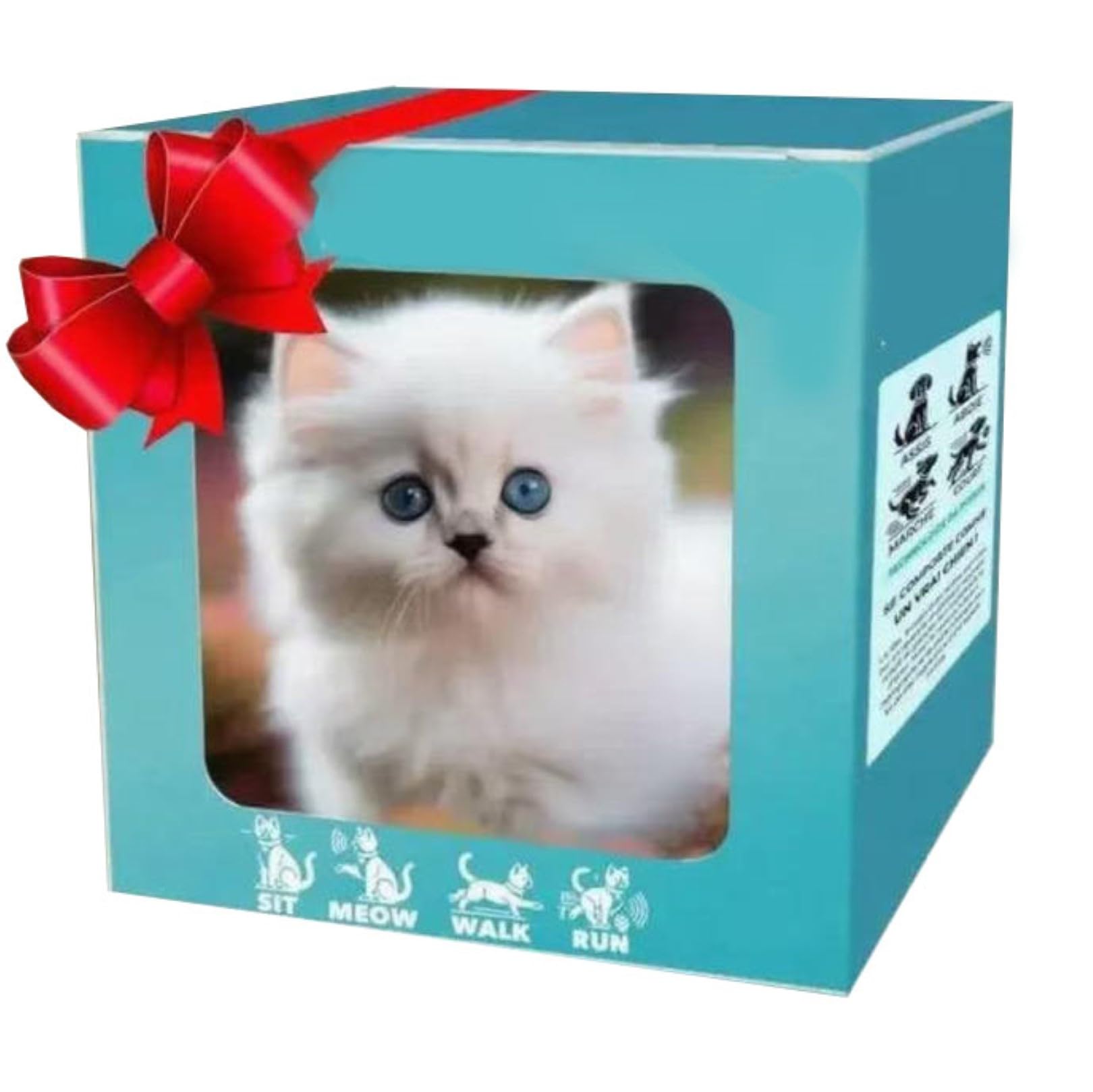 Robot Cat, Robot Puppy That Acts Like a Real Cat,Realistic Robotic AI Pet Cots, for Sitting, Barking, Walking and Running Electronic Interactive Stuffed white