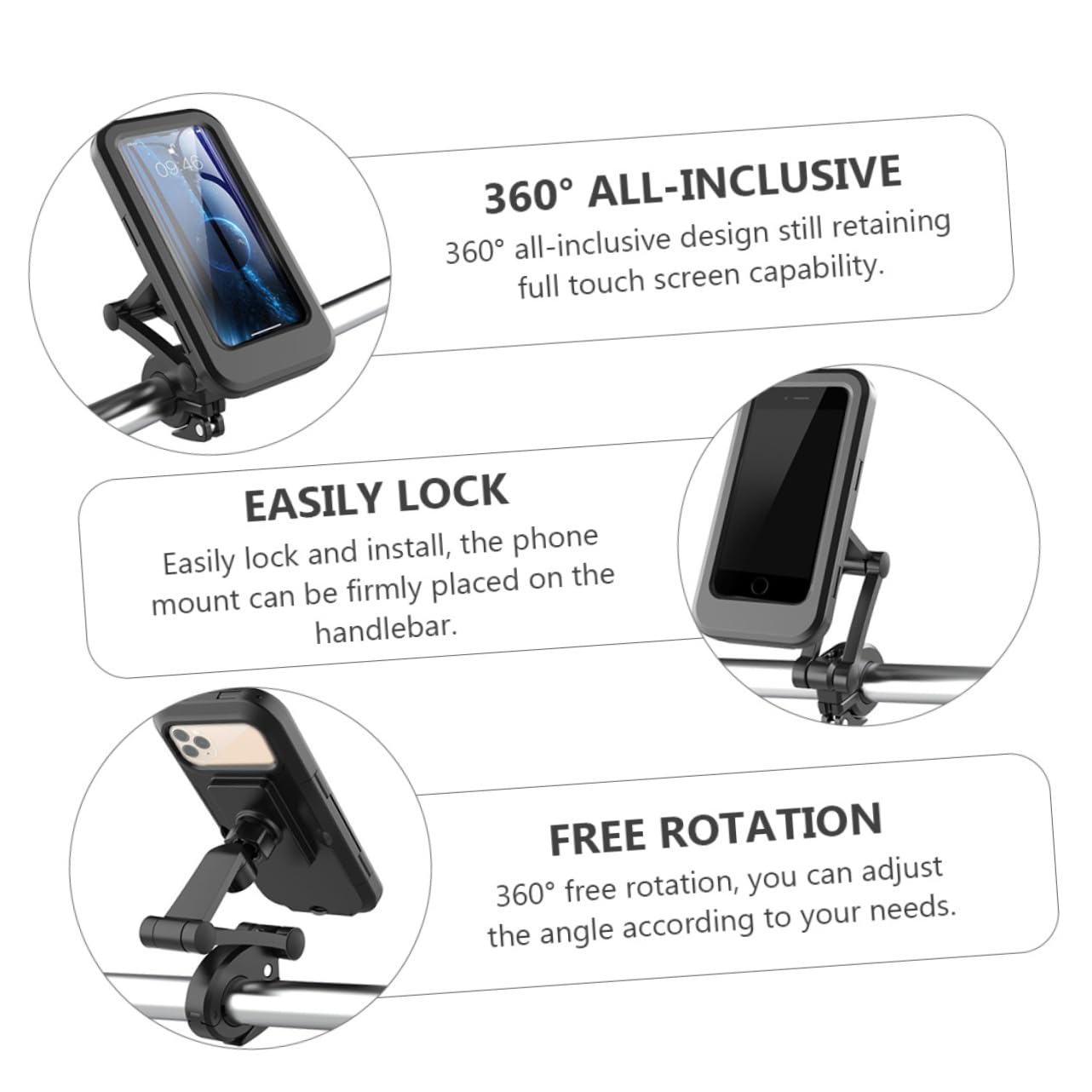 1pezzi Supporto Smartphone Per Bicicletta e Supporto Per Navigazione Con Rotazione Montaggio Facile Su Manubrio Compatibile Con Tutti Gli Smartphone
