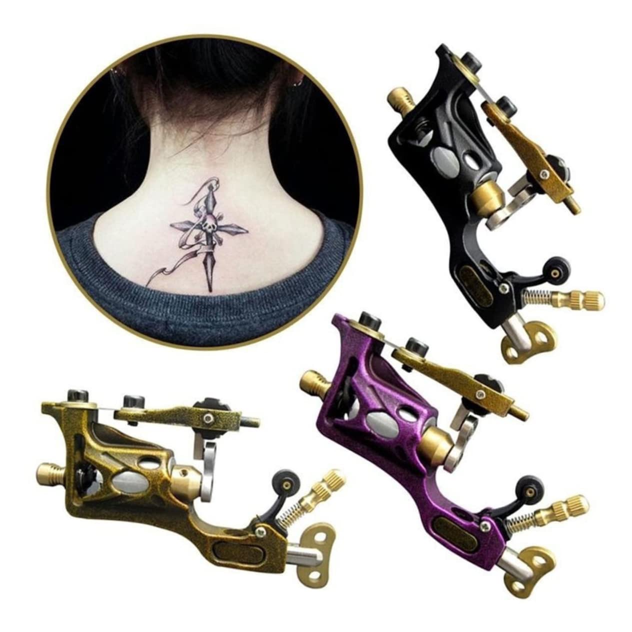 Tattoo Rotationsmaschine aus Metall, Schwarz, für Tattoo Künstler | Drehmotor Tattoo Maschine, Hohe Genauigkeit, Präzise Leistung, für Professionelle Anwendung und Eigengebrauch