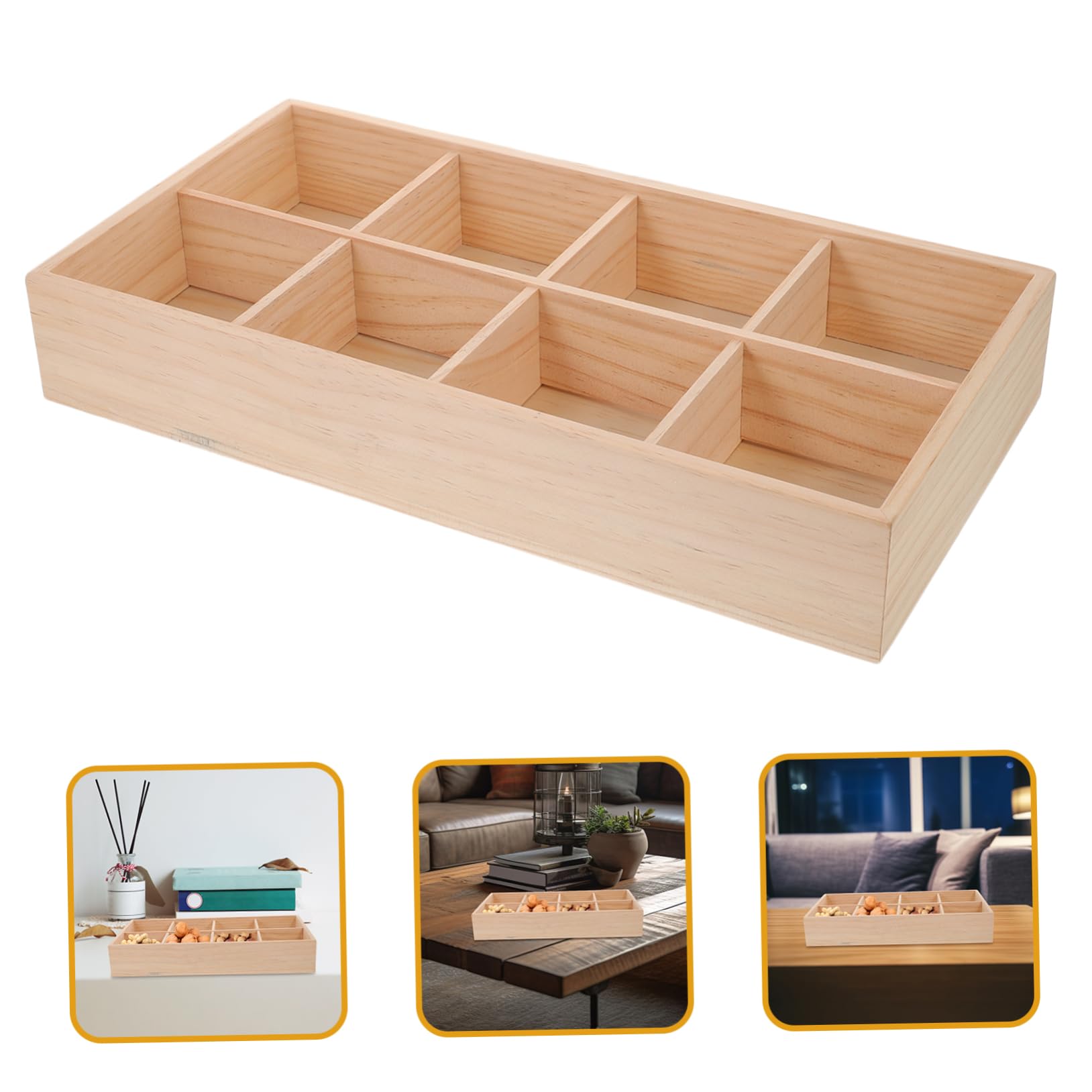 Boîte à Collations en Bois Beige à Compartiments, 1 Pièce