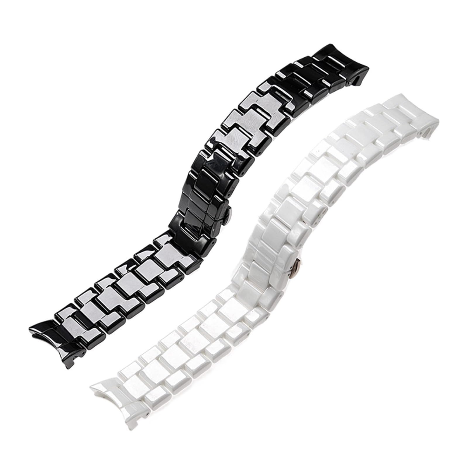HMFANG 18mm 22mm Cinturino in Ceramica Compatibile con Orologio Armani AR1400 AR1410 AR1402 AR1401 Uomo Donna Cinturino Cinturino Nero Pulsante Farfalla Bianca