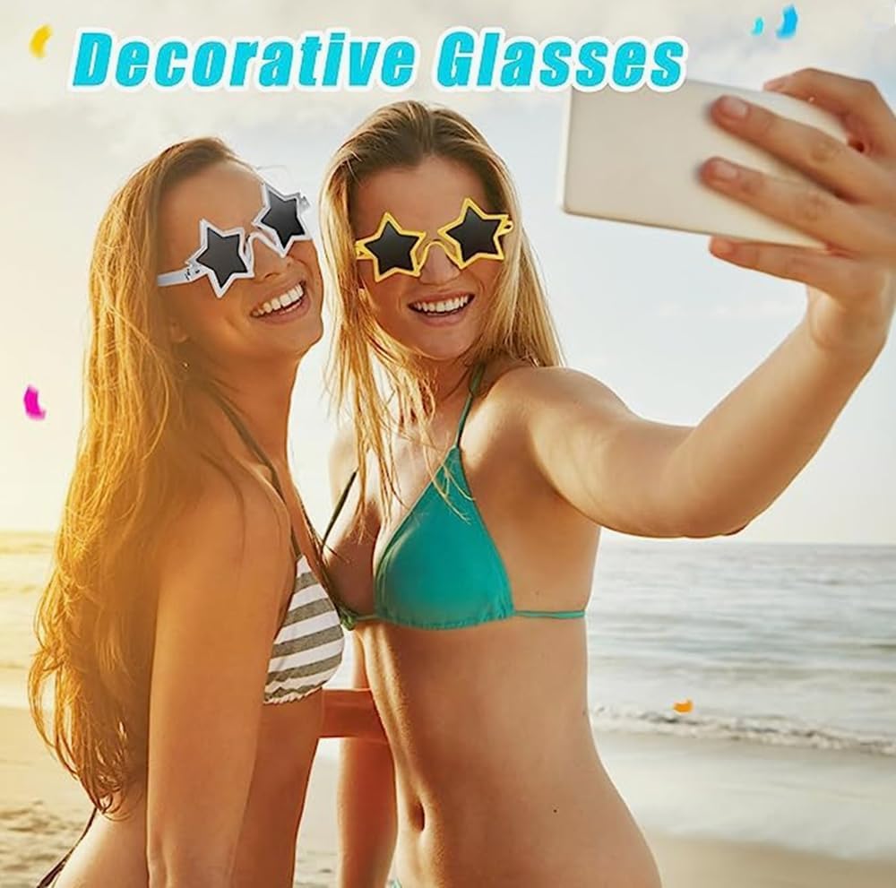 Star Shape Sunglasses:Novelty Star Glasses,Funky Pentagram Glasses for Graduation Party Photos Props Frame Fancy Eyeglasses