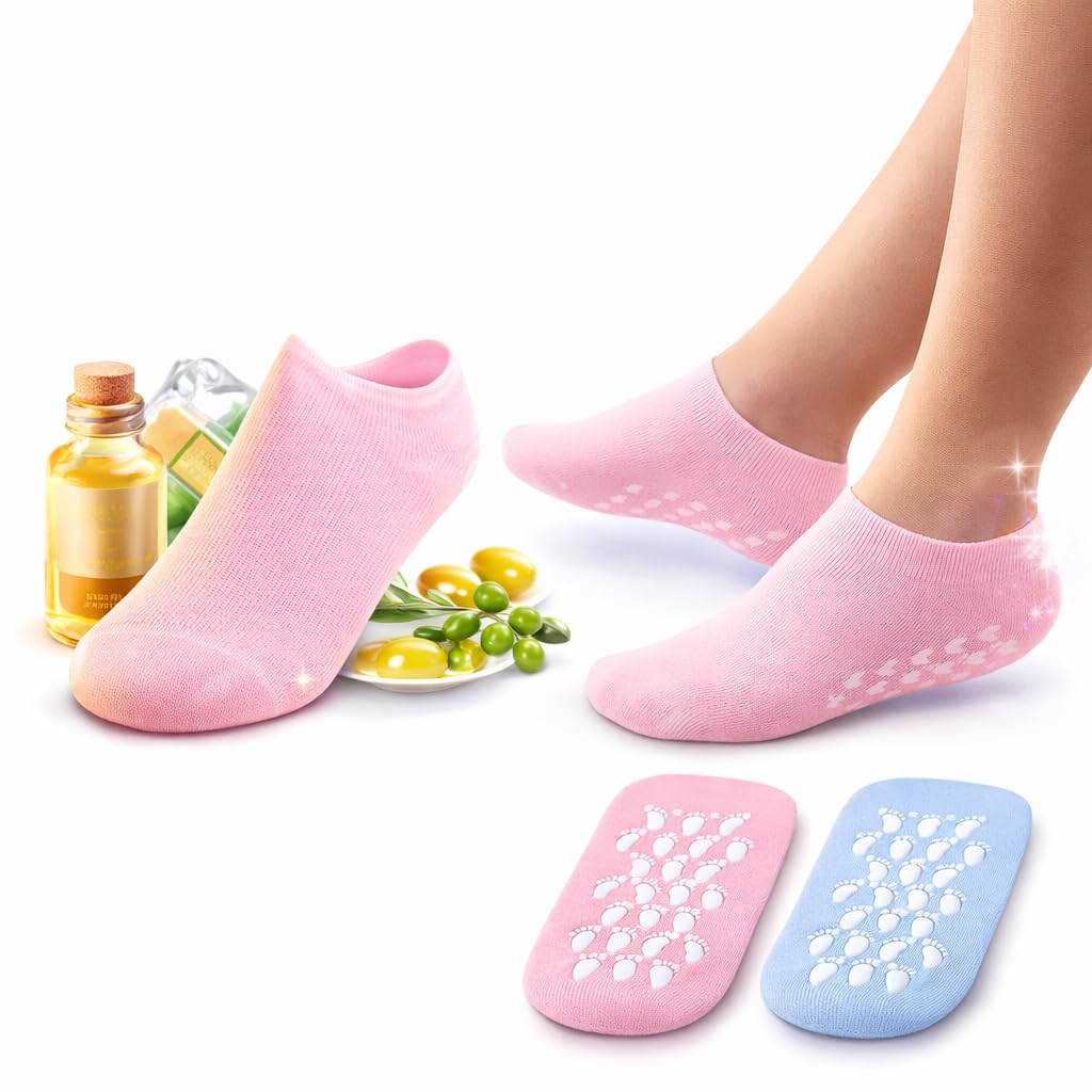 Moisturizing Silicone Gel Socks for Repairing Dry, Cracked Feet Skin | Silicon Heel Socks, Spa Gel Socks for Women and Men, Feet Protector Crack Heel Repair Socks with Moisturizing Natural Oil and Vitamin E, Soften Skin - 1 Pair-image-25