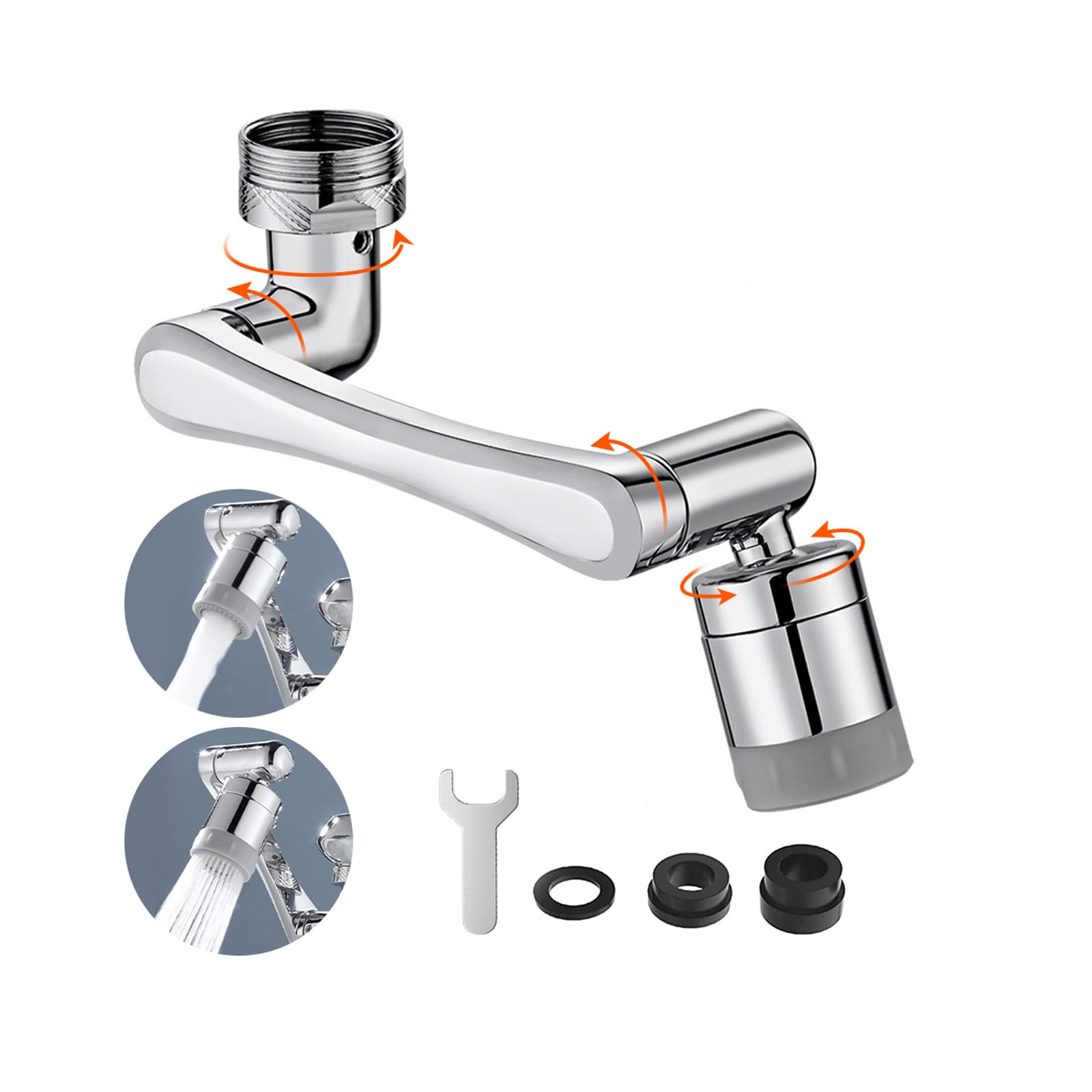 1080° Wielofunkcyjny perlator do kranu oszczędzający wodę, 2 tryby obrotowy ogranicznik przepływu do baterii łazienkowych i kuchennych 22 mm 24 mm, przyjazne dla środowiska akcesoria do filtra
