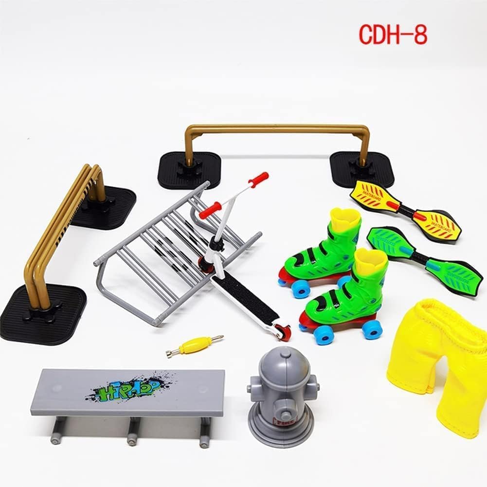 Mini Simulation Finger Skateboard Field Scene Combination Toy Set Scooter + Bicycle + Pants