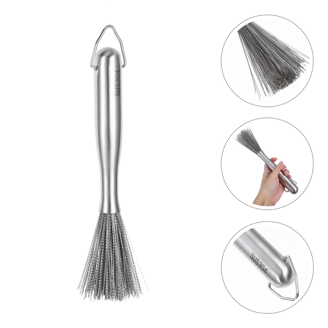 Hoement Stainless Steel Dish Scrubber Brush Heavy Duty Pot Cleaning Tool for Stubborn Stains Kitchen Cleaning Brush for Wok and Cookware Washing - Image 4