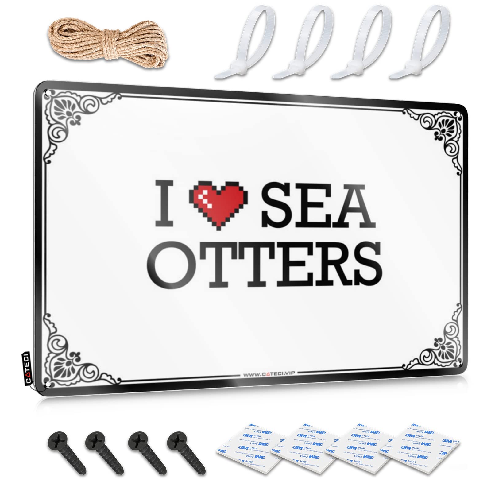 Fzfn Colour Front Door Decor Art Decor | I Love Sea Otters Classy Garden Decoration(30X40cm)