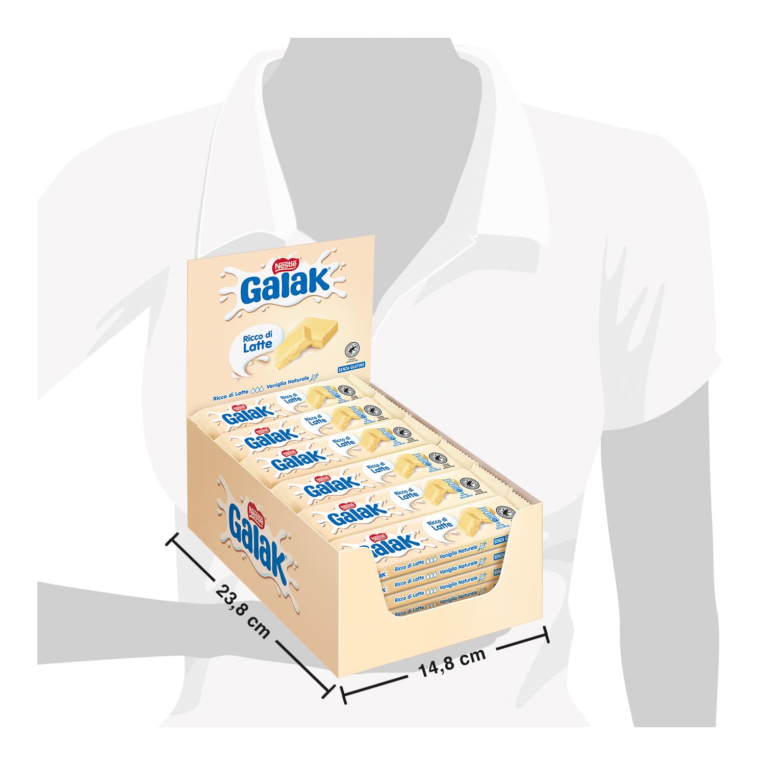 GALAK Barretta Cioccolato Bianco, 36 Barrette da 40g (1,44kg)