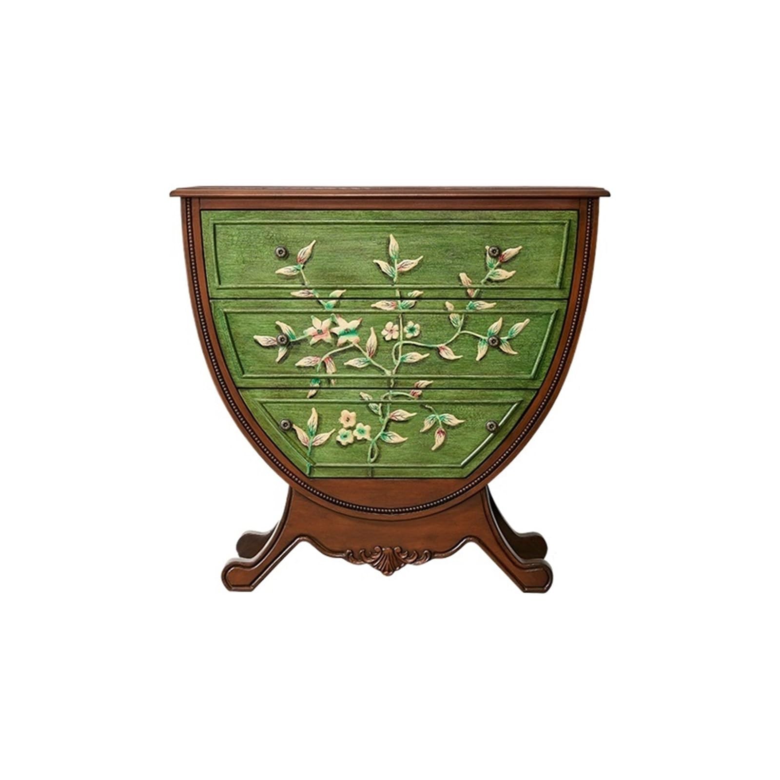 Dh2yjnbf3 Green Bedroom Painted Entryway Chest Vintage Of Drawers European Semi-Circle Decorative Cabinet Bedroom Storage Drawer Organizer Storage Organizer(Green)