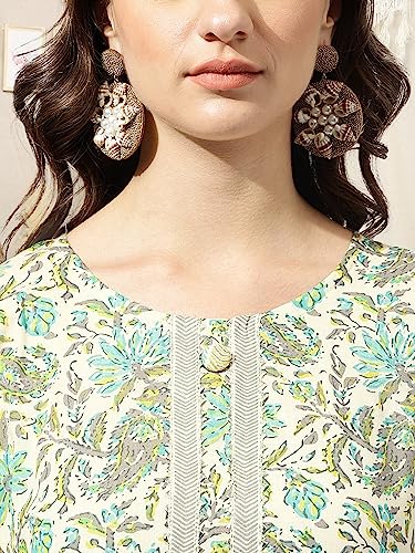 Image of MIRCHI FASHION Women's Straight Fit Fancy Rayon Jaipuri Foil Printed Kurta Set with Plazzo Pant