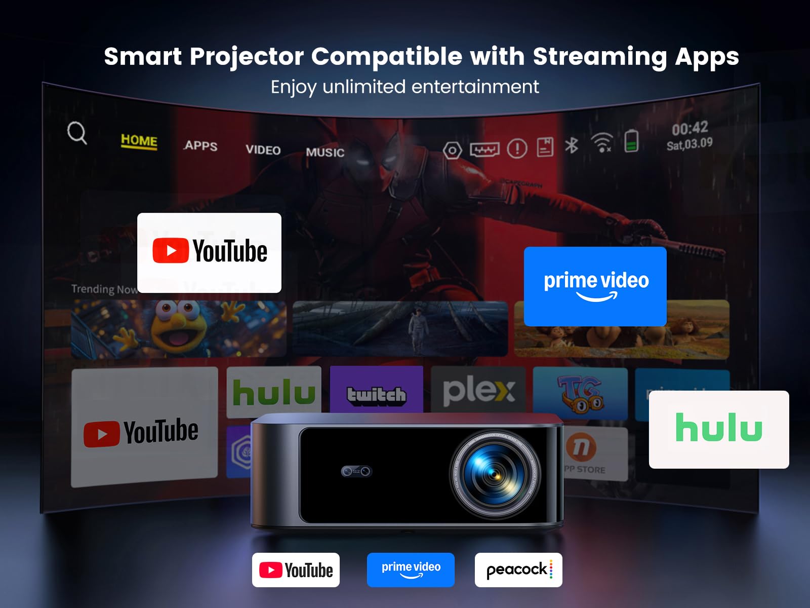 Amazon.com: [4K Support/36W Dolby Audio/APPs]Smart-Projector-4K