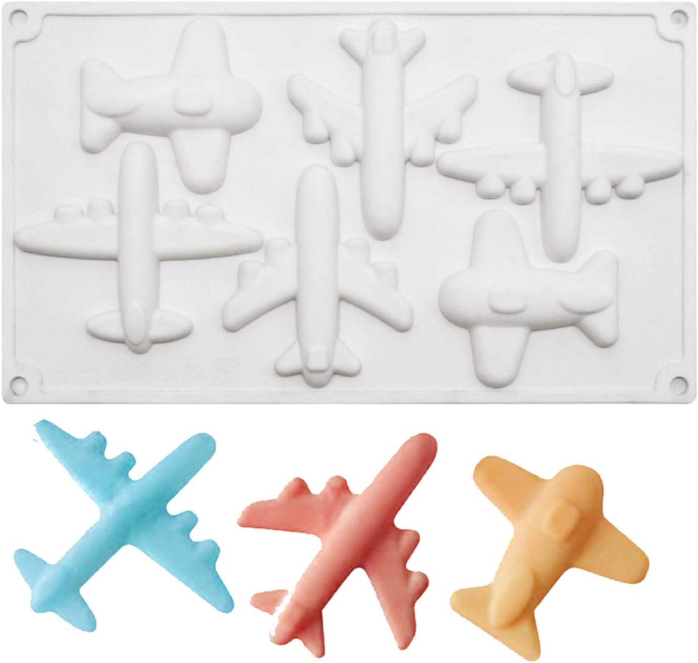 6 Cavity Airplane Silicone Mold for Making Chocolate Candy Baking Mousse Cake Pastry Ice Cream Ice Cube Tray Jelly Party Cupcake Topper Fondant Birthday Cake Decoration Kids Soap Mold-image-40