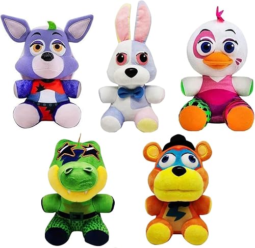 PERUKOYO Peluches de Five Nights, 5 piezas de peluches de FNAF, regalo de cumpleaños de Navidad para niños y niñas, regalo para los fanáticos de los