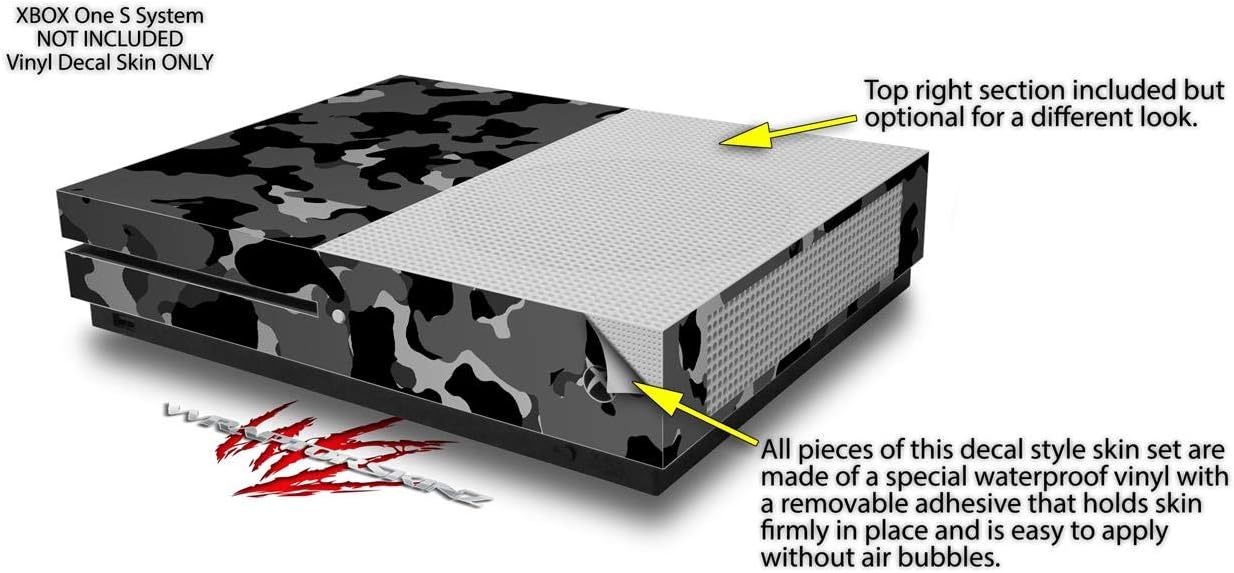 Decal Vinyl Skin Wrap Compatible with Xbox One S Console and Controllers - WraptorCamo Old School Camouflage Camo Black