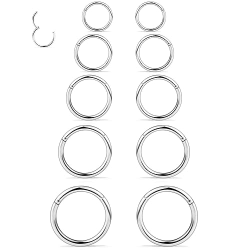 Dyknasz 10PCS 16G Surgical Steel Hinged Clicker Segment Septum Lip