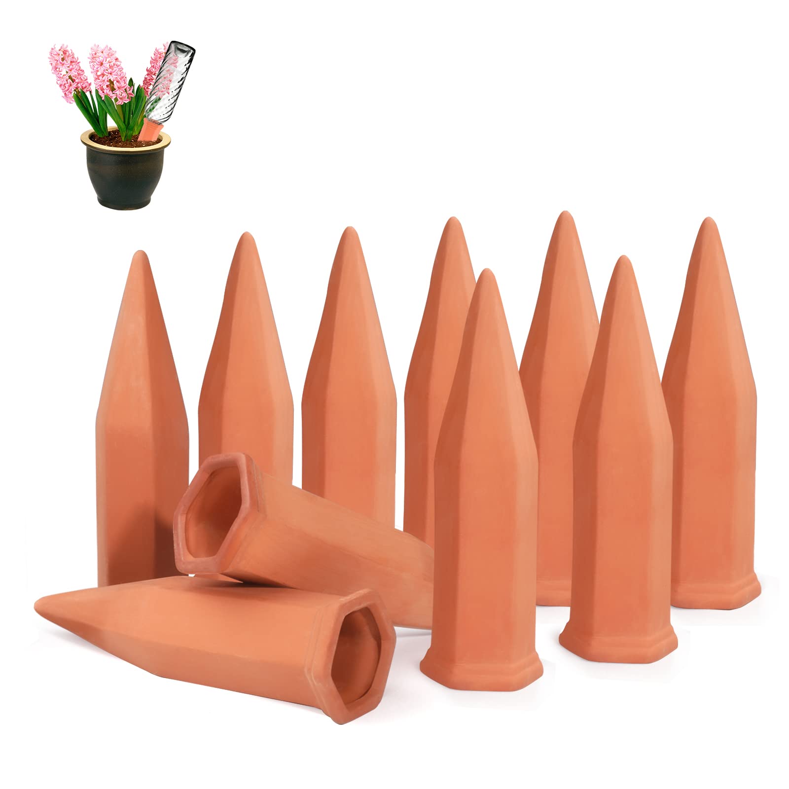Plant Self Watering Spikes Terracotta Plant Watering Spikes Automatic Plant Waterer for Indoor Outdoor Plant Great Plant Watering Devices for Vacations 8/10 Pack (10)