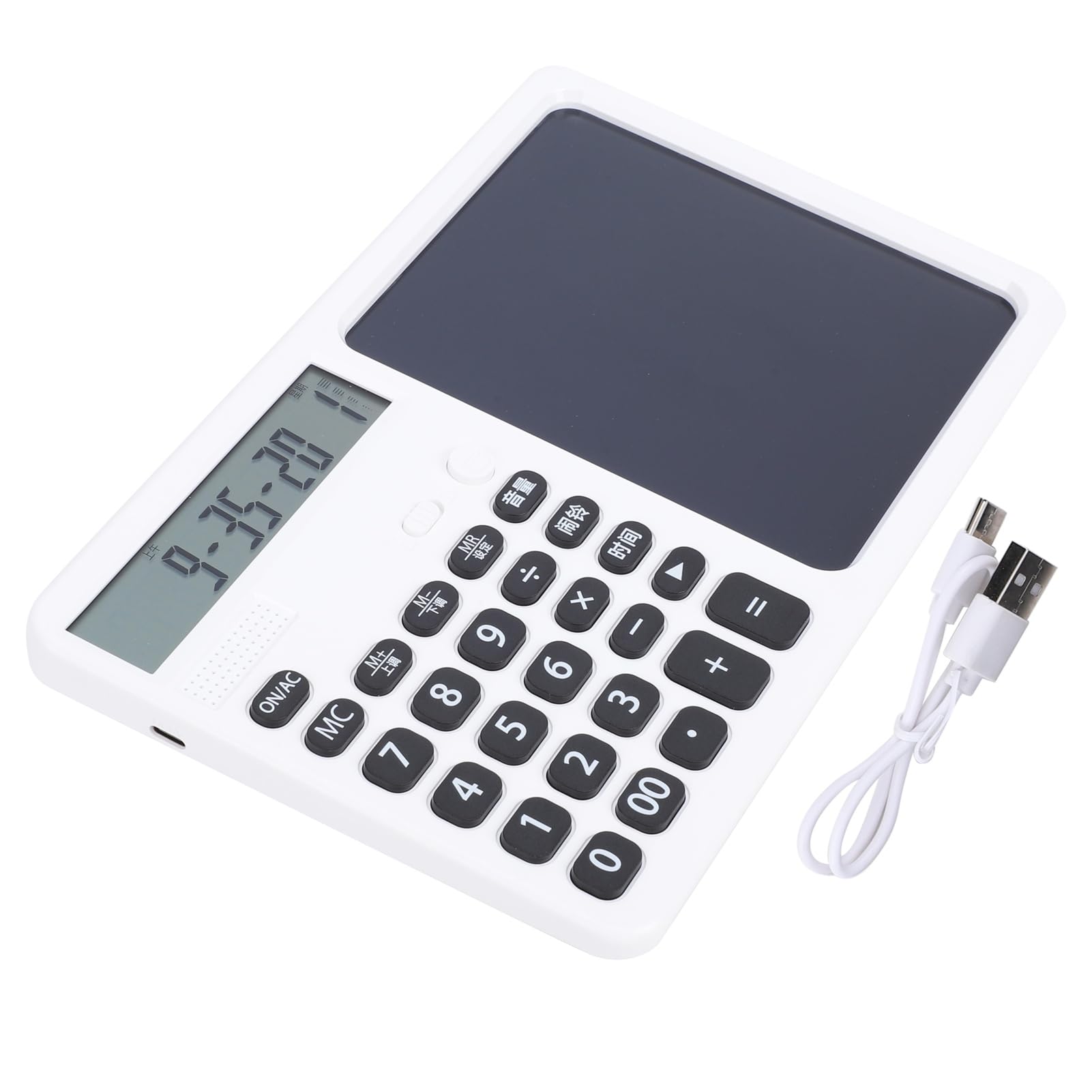 Ejoyous Calcolatrice da Tavolo con Blocco Note, Materiale ABS, Display a 12 Cifre e Blocco Note da 7 Pollici per Uso in Ufficio e a Scuola (WHITE)