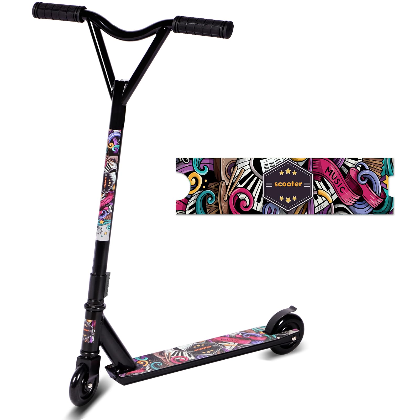 Stunt Scooter, Pro Street Stunt Scooters with 100mm PU Wheels and ABEC-7 Bearings, Entry Level Freestyle Kick Scooter for Kids Teens Ages 8+ (Graffiti)