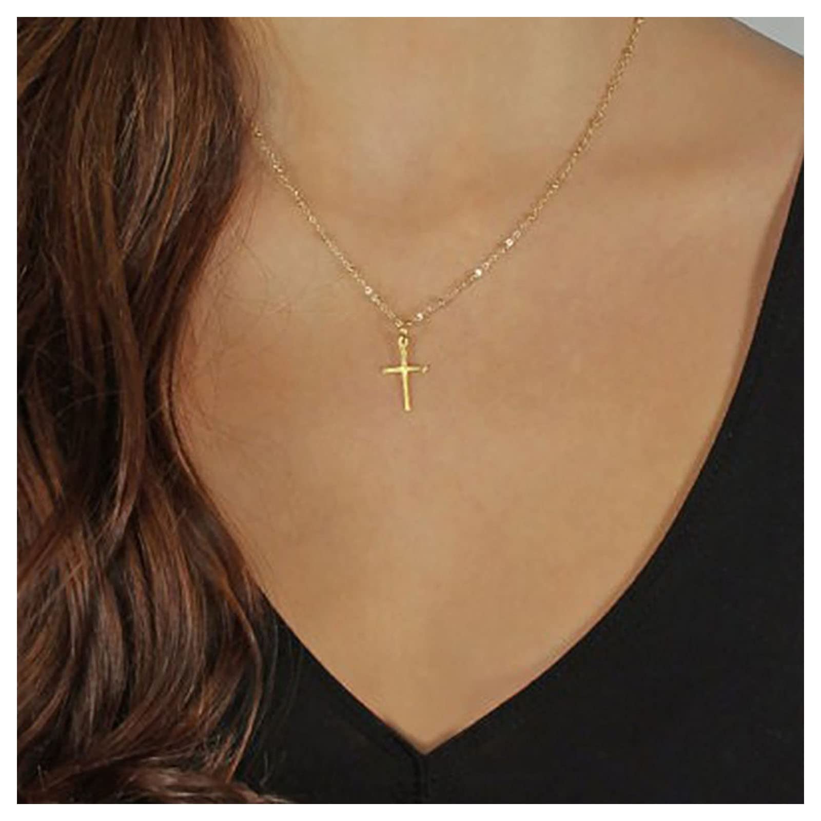 Inilbran Boho Cruz Collar Gargantilla Oro Jesus Cruz Collar Gargantilla Oro Cruz Colgante Collar Vintage Crucifijo Collar Religioso Joyas Para Mujeres Y Niñas