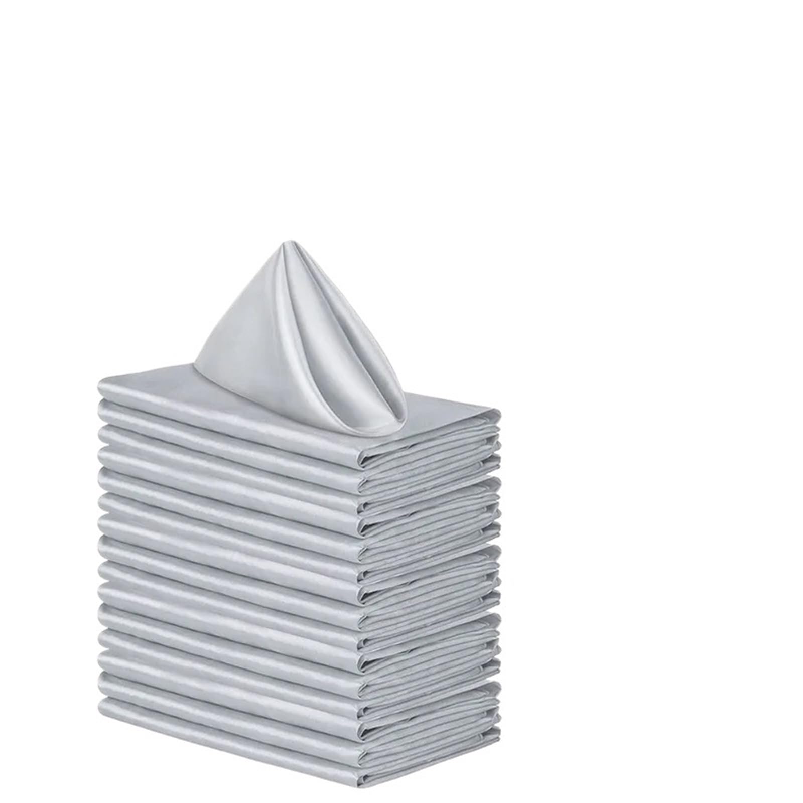 Table Napkins 12Pcs 30X30cm Satin Table Napkin Soft Handkerchief Romantic Wedding Banquet Square Napkins Dinner Decoration(Grey)