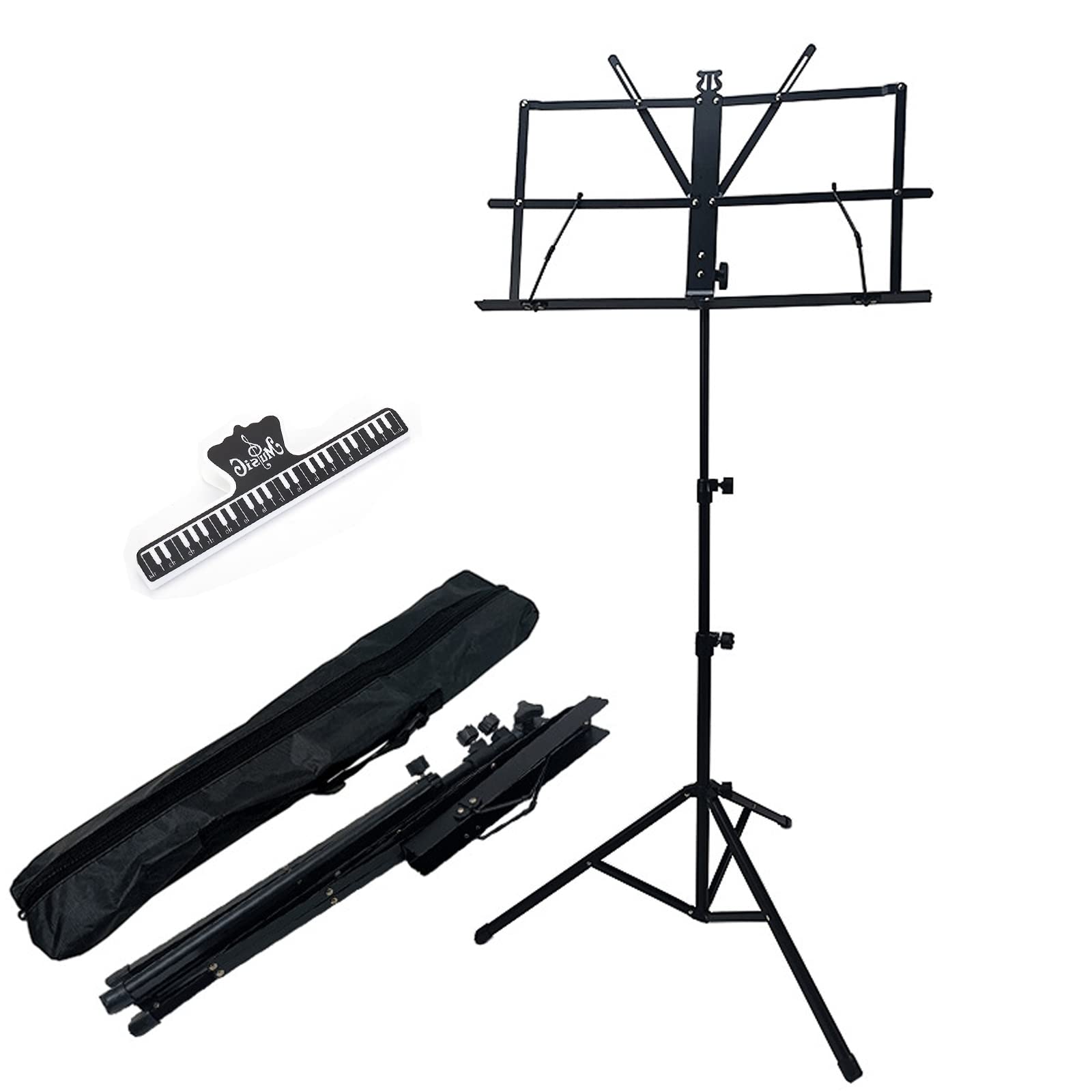 IS MUHE Adjustable Music Conductor Stand Folding Sheet Music Stand Lightweight Metal Music Holder Durable Tabletop For Guitar PianoMatte Black (Music Sheet Stand 1/pack, Black) (Small)