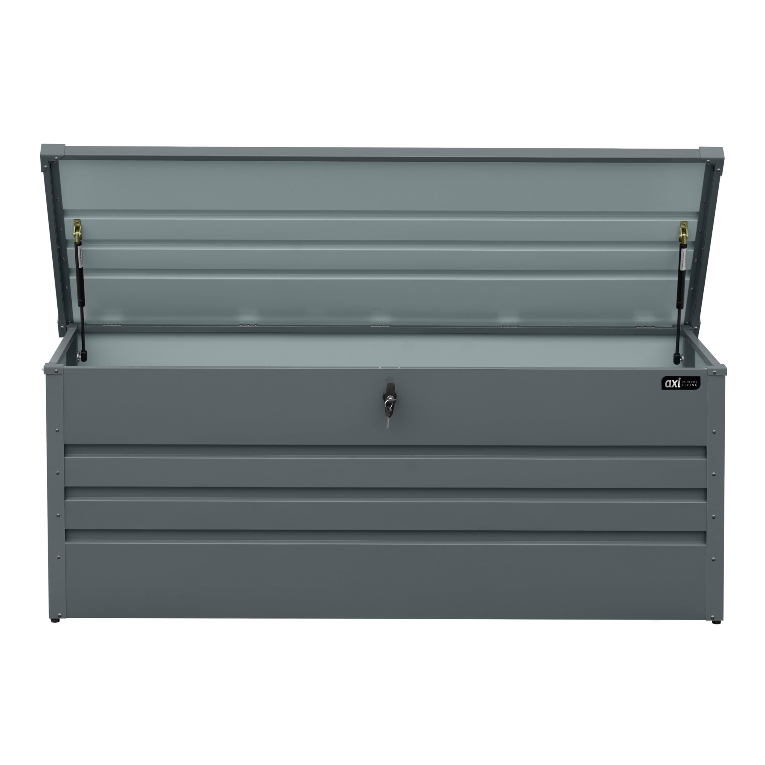 AXI Miles Coffre De Jardin En Métal - 600L, Anthracite 165 X 70 X 62 Cm - Coffre De Rangement Extérieur Avec Fond Et Serrure - Meuble Exterieur Rangement Outils De Jardinage, Coussins