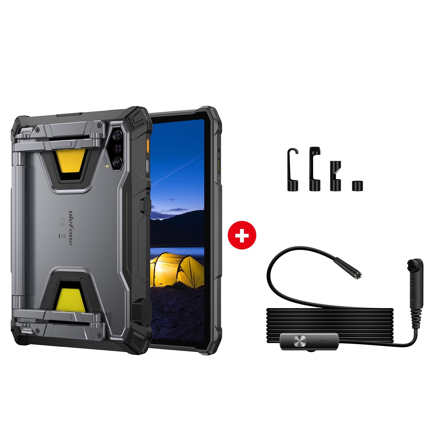 Ulefone Armor Pad 5 Pro & Endoscope E01, 5G Rugged Tablet, Dimensity 7400X 32GB+512GB/2TB Expansion, 24200mAh(120W), 11" FHD+ Screen, IP68/69K, 64MP+64MP, 32MP, Dual LED Lights/Warning Lights