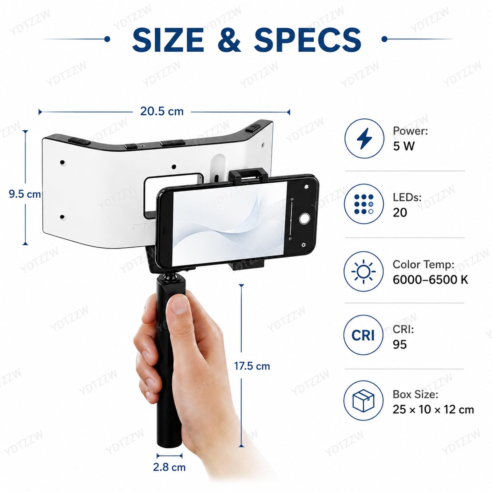 Lámpara LED dental fotografía 32000 lx 5 niveles brillo ajustable relleno bucal