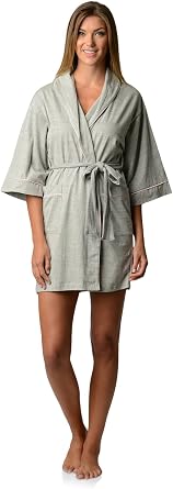 Casual Nights Womens Lounge Jersey Cotton Kimono Short Robe