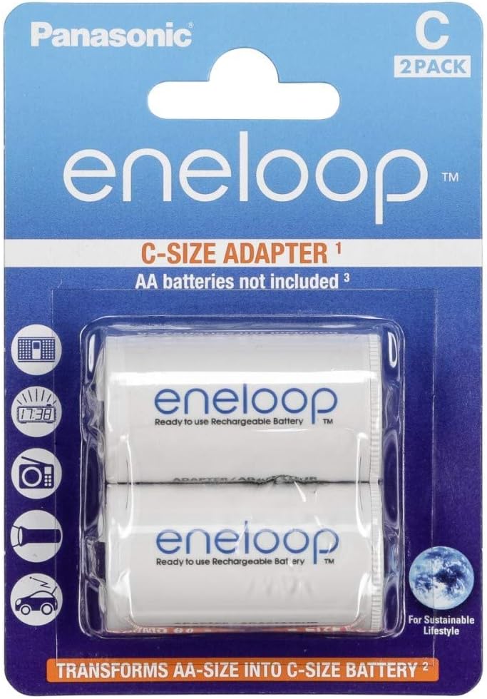 Panasonic BQ-BS2E/2E Eneloop C Baby Adapter (Pack of 2)